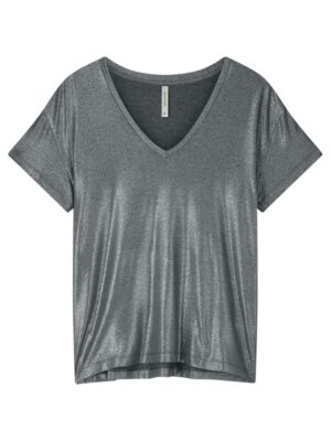 Summum v-neck top metallic coated