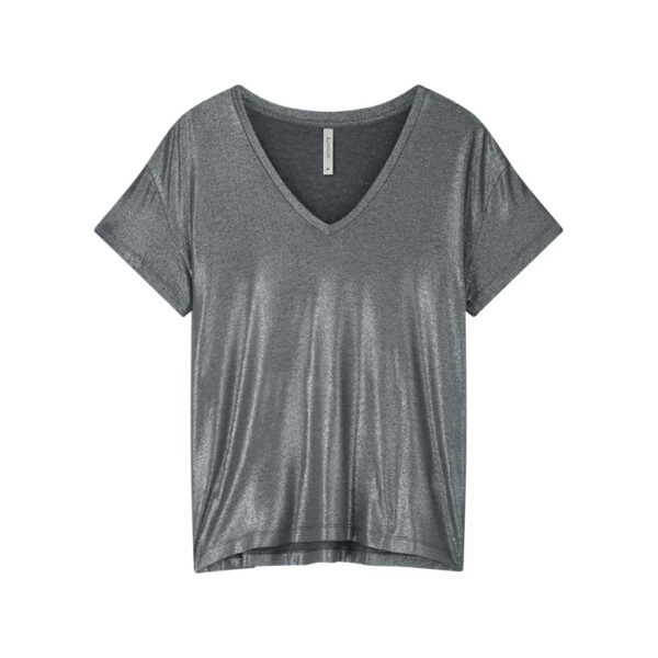 Summum v-neck top metallic coated